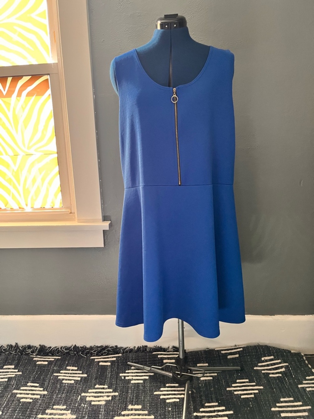 Royal Blue Rue+ 3X Sleeveless Midi Dress with Front Zip Detail